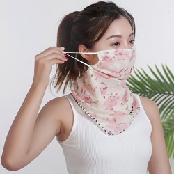 Chiffon scarf - face / neck / mouth cover with ear loops - anti-UV protection