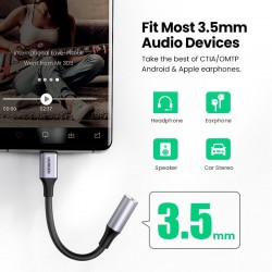 USB Type C to 3.5mm Headphone Jack - Adapter - Cable Cord - DAC Chip
