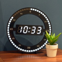 12 Inch - LED Ring Wall Clock - Automatic - Digital - ElectronicKlokken