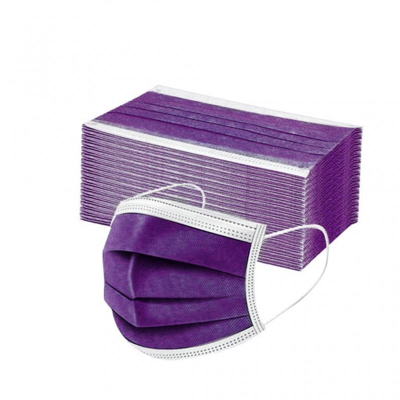 Wegwerp antibacterieel medisch gezichtsmasker - mondmasker - mondkapje - 3 laags - paars