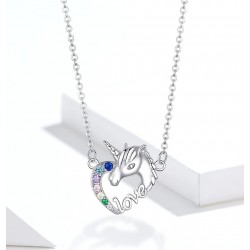 925 Sterling Silver - Unicorn Of Love - Necklaces - Zircon - PendantHalskettingen