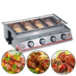BBQ-grill - buitenoven - roestvrij staal en glas - LPG 4-pits gasBarbecue - BBQ