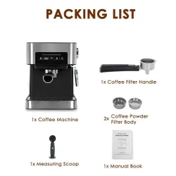 Koffiemachine - melkopschuimer - koffiemolen - 20 Bar - 220Vkoffiewaren