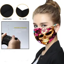 Beschermend gezicht / mondmasker - herbruikbaar - katoen - schedelmotiefMondmaskers