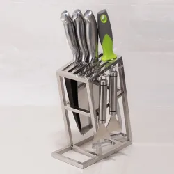 Knives holder stand - 6 holes - stainless steel kitchen storage rackKitchen knives