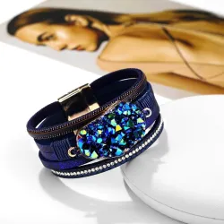 Big stone crystal - wrap bracelets - leatherArmbanden