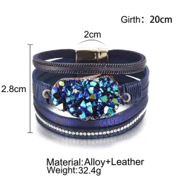 Big stone crystal - wrap bracelets - leatherArmbanden