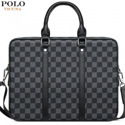 Classic business bag - plaid leather - briefcaseBags