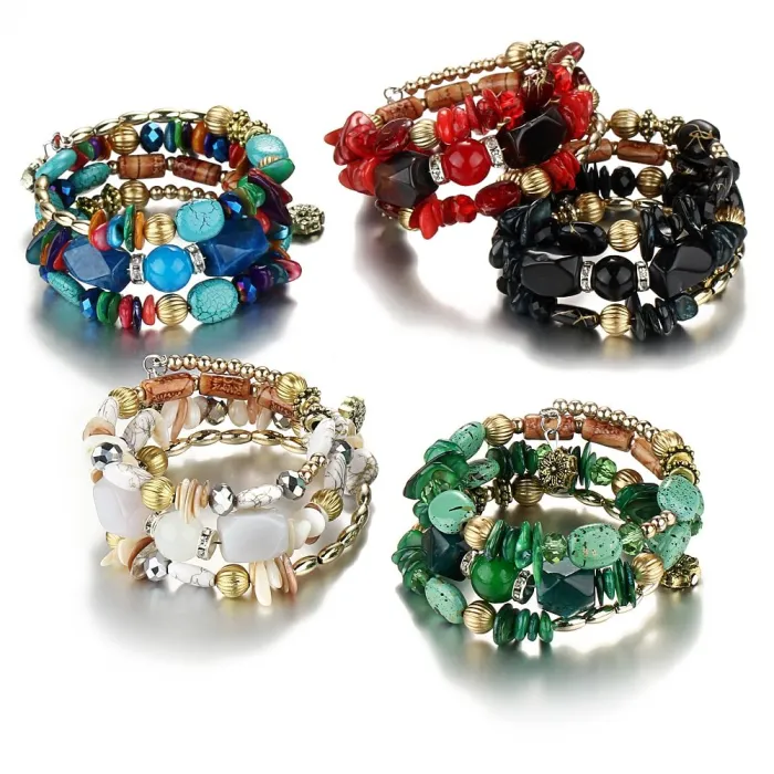 Multi colored beads - charm bracelets - resin stoneArmbanden