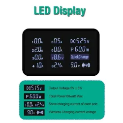 Qi wireless charger - quick charge 3.0 - 60W - 8-ports USB - charging stationBattery & Chargers