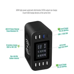 Qi wireless charger - quick charge 3.0 - 60W - 8-ports USB - charging stationBattery & Chargers
