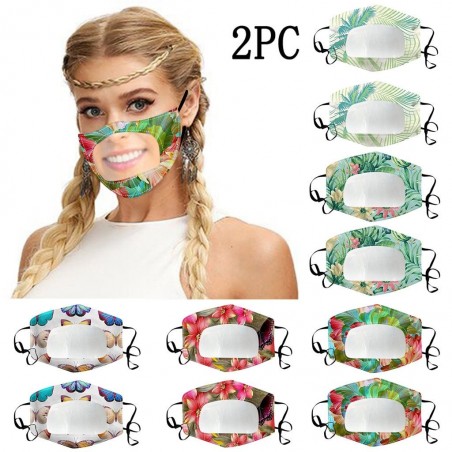 2 pieces - antibacterial face masks - transparent mouth cover - lip reading