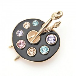 Painting Palette Brooches - Crystal - Enamel - Black - WhiteBroches