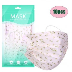 10 - 100 pieces - disposable antibacterial face / mouth masks - 3-layer - floral print