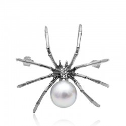 Weiße Spinne mit Perle - elegante Brosche