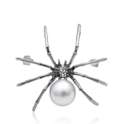White spider with pearl - elegant broochBrooches