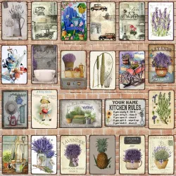 Vintage bloemen - tuinregels - metalen bord - posterPlaten & Borden