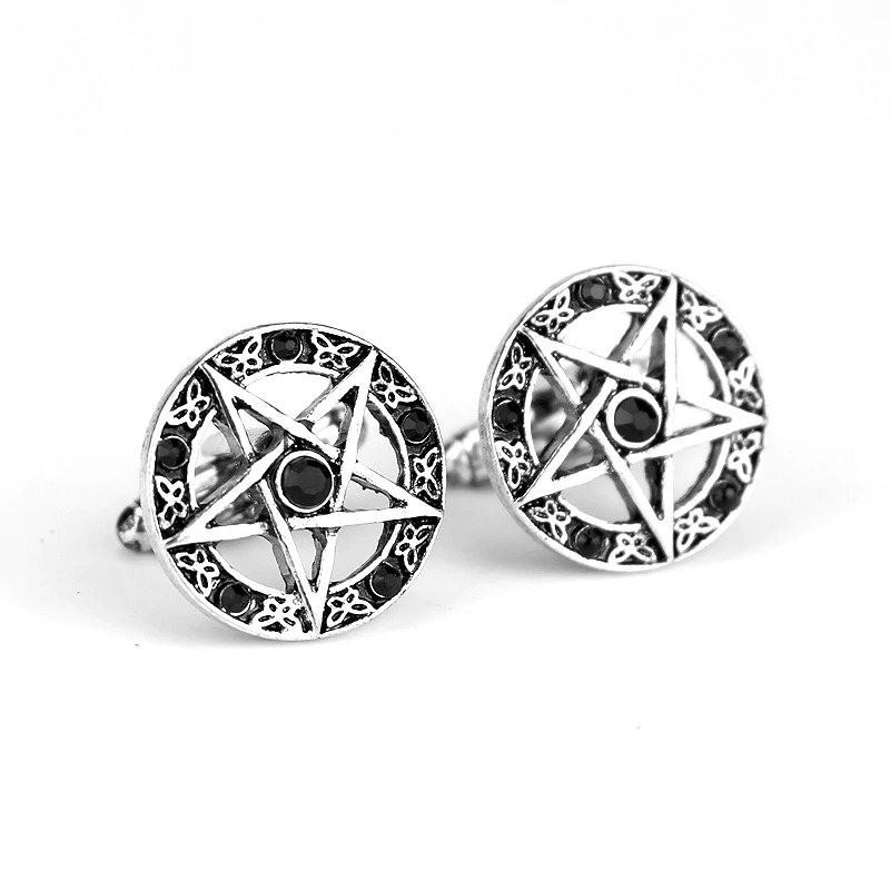 Antique cufflinks - pentagram & crystals