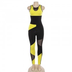 Sports Jumpsuit - Female Sportswear - YellowBlouses & overhemden