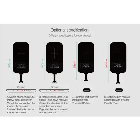 Wireless Charging Receiver - Micro USB / Type C Adapter - iPhone 5S/SE/6/6SElectronics & Tools