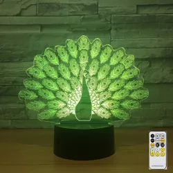 Peacock Lamp - Colorful - 3D Light - Remote ControlLights & lighting
