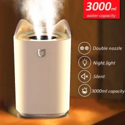 Air Humidifier - 3000ML - Double Nozzle - Cool Mist - Colorful LEDHumidifiers
