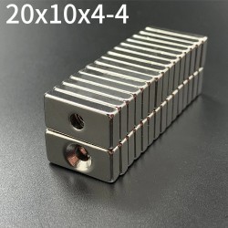 N35 Neodymmagnete - starker Magnetblock 20 * 10 * 4mm mit 4mm Loch - 10 Stück