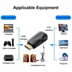 HDMI zu VGA Adapter - männlich zu weiblicher Splitter - 3,5 Audiobuchse - Kabelkonverter