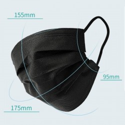 Protective face / mouth mask - disposable - 3-layer - black - 5 - 500 pieces