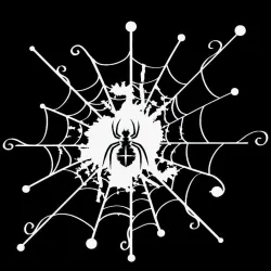 Cartoon web met een spin - autostickerStickers