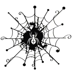 Cartoon web met een spin - autostickerStickers