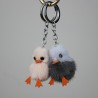 Fluffy furry pom pom with chicks - keychain