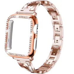 Roestvrijstalen band en beschermhoes met kristallen voor Apple Watch 5/4/3/2/1Accessoires