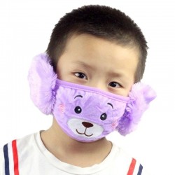 2 in 1 - Ohrmuscheln / Gesichtsmaske für Kinder - Plüschbär