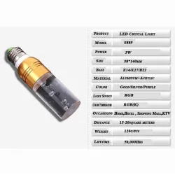 Acryl kristal LED lamp - RGB - E27 - E14 - AC85 - 265VE14