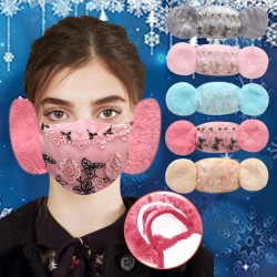 2 in 1 - face mask / earmuffs - floral lace print