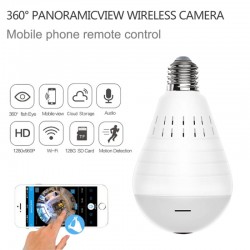 Mini IP beveiligingscamera - draadloos - LED - 960P - WiFi - CCTV - fisheye - tweeweg audio - gloeilamp - lampBeveiligingscam...
