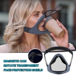 Transparent face / mouth cover - protective mask with openable mouth visor