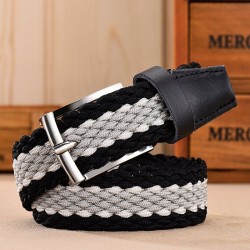 Braided elastic belt - leather - unisex