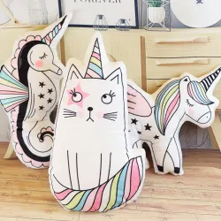 Kussen in dierenvorm - kat - zeepaardje - eenhoorn - ijsje - knuffelKussens