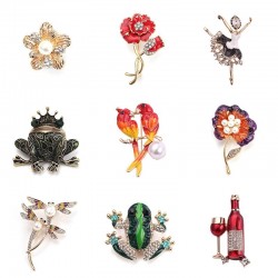 Parrots - dragonfly - frog - flower - ballerina - crystal broochBrooches