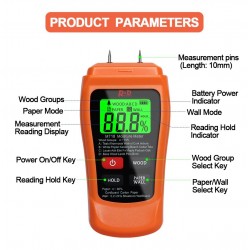 MT-18 - orange - digital tester - wood / paper moisture meter - wall moisture sensor - testerElectronics & Tools