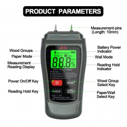 MT-18 - grey - digital tester - wood / paper moisture meter - wall moisture sensor - tester