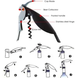 Bottle opener - corkscrew - parrot shapeBar supply