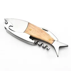 Kurkentrekker / flesopener met houten handvat - visvormBar producten