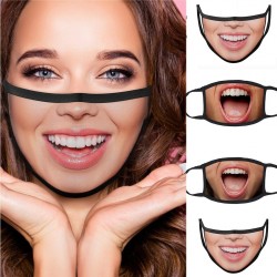 Beschermend mond- / gezichtsmasker - herbruikbaar - katoen - mondafdruk