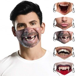 Mund- / Gesichtsschutzmaske - wiederverwendbar - Baumwolle - lustiger 3D-Druck
