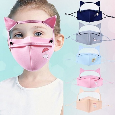 Mund / Gesicht Schutzmaske - abnehmbare Augenschutz mit Katzenohren - wiederverwendbar - für Kinder