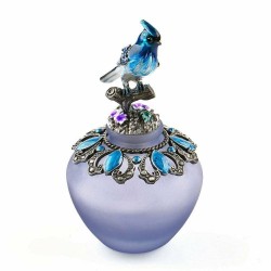 Vintage handgemaakte glazen parfumfles - hervulbaar - blauwe vogel - 40mlParfum
