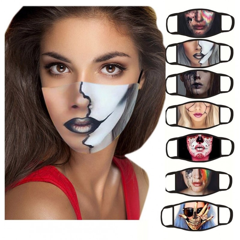 Mouth / face protective mask - reusable - cotton - printed face - 1 - 7 piecesMouth masks